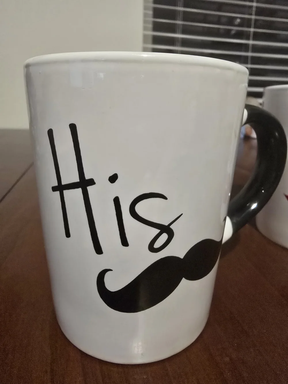 His and Hers White Stoneware 20 oz Mugs Set with Black Mustache and Red Lips 💋